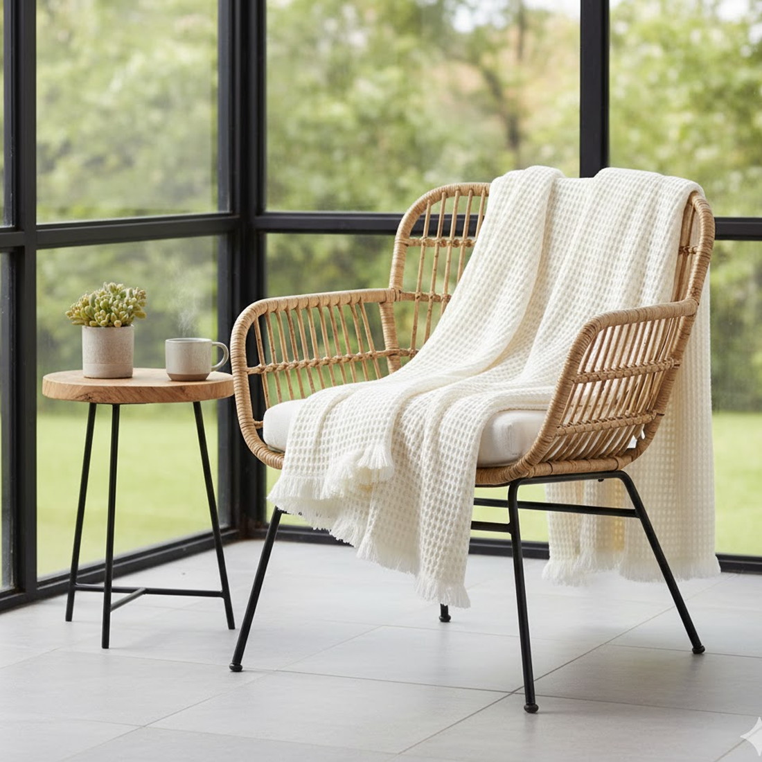 Plaid nid d'abeille recyclé Made in France 120x180cm