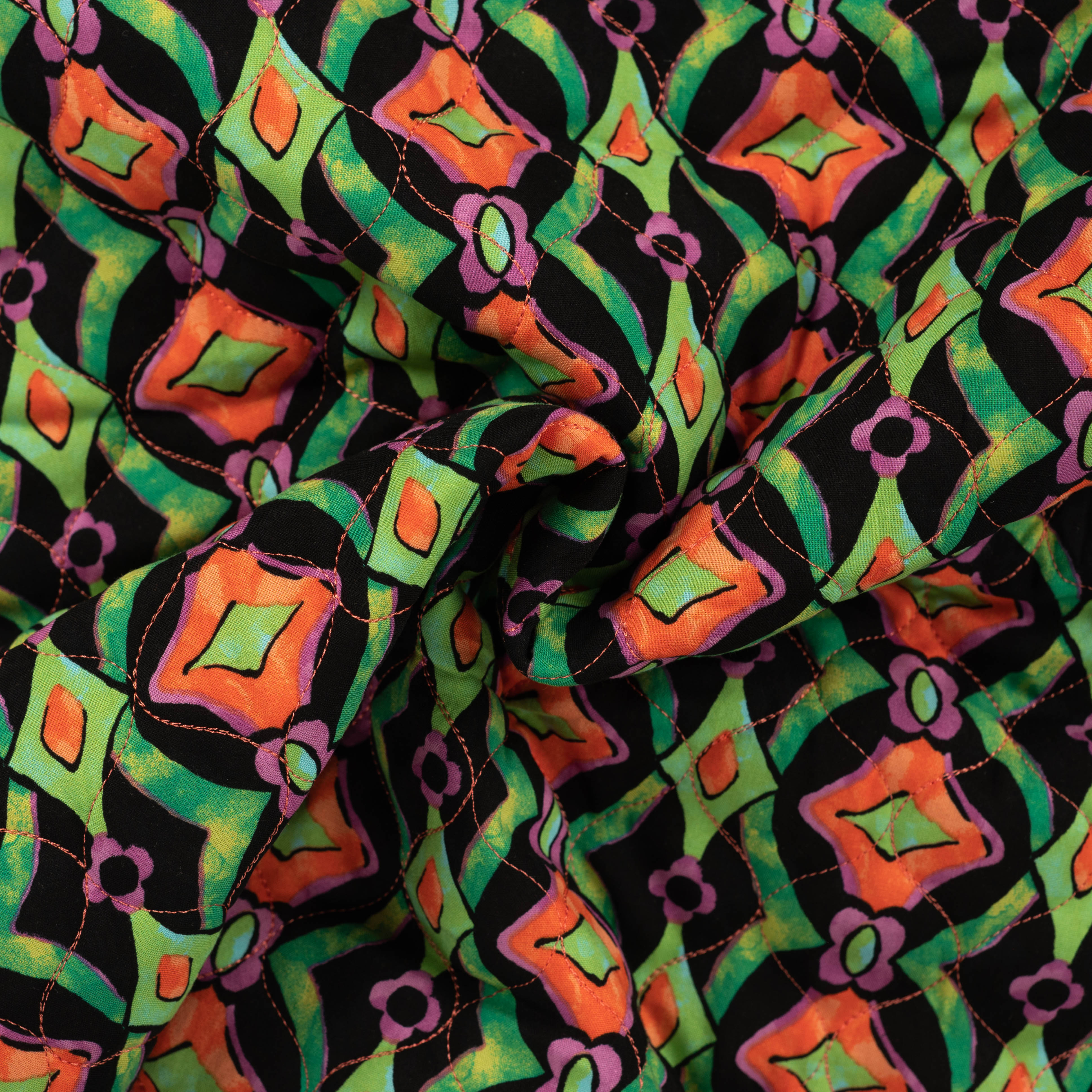 Tissu matelassé viscose imprimé Ikat orange