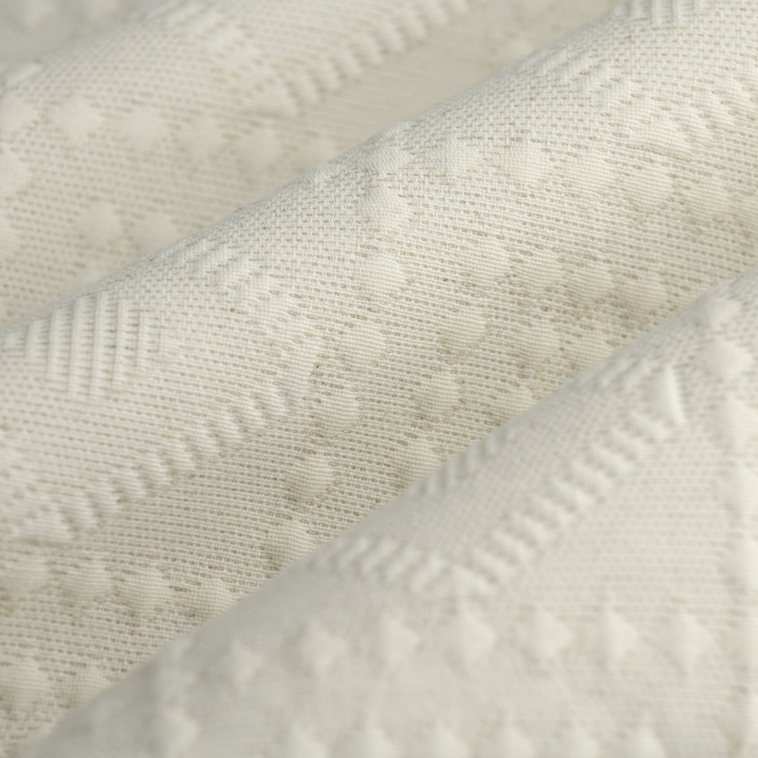 Tissu jacquard géométrique relief écru - MT