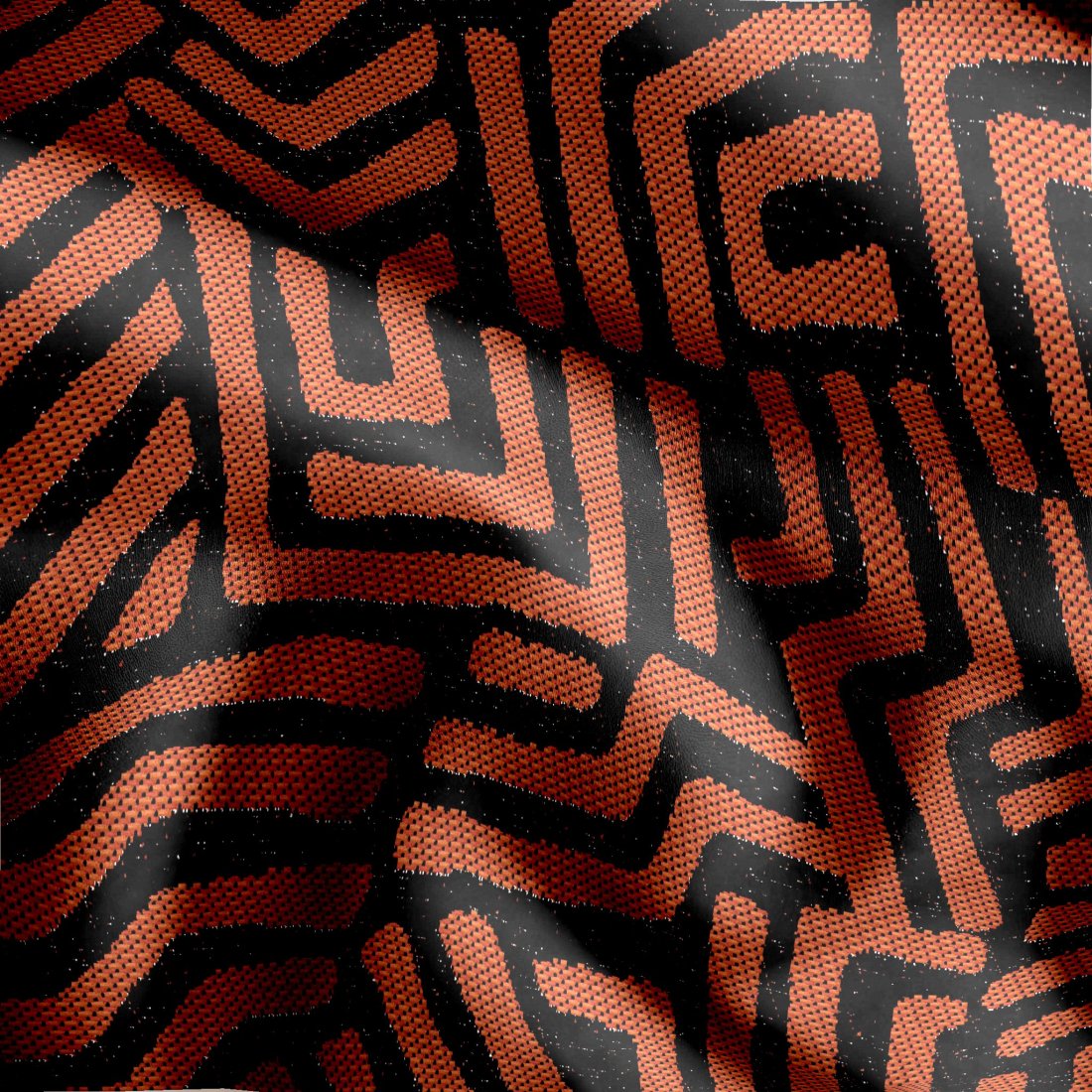 Tissu jacquard géométrique ethnique rouge et