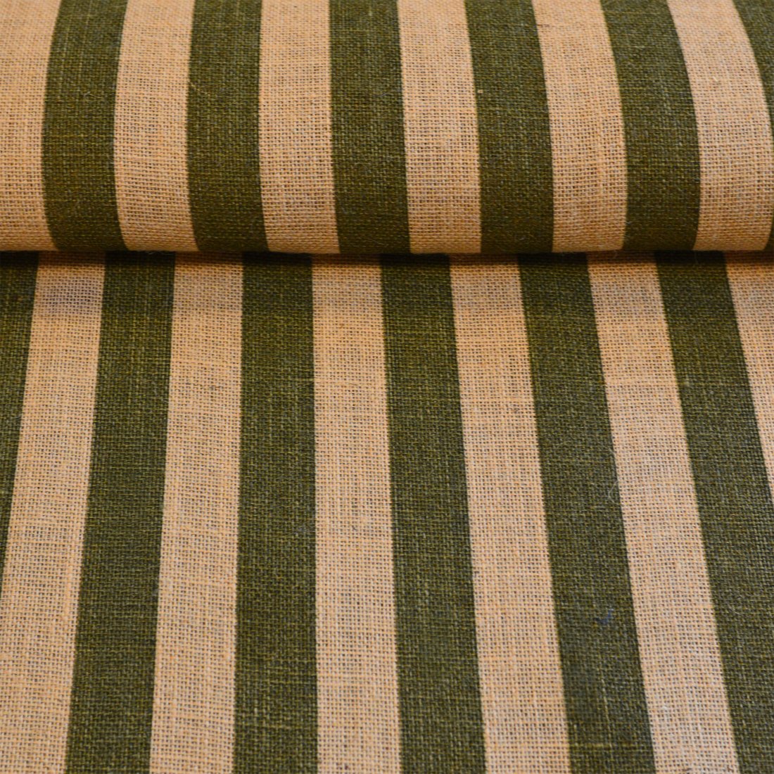Tissu jute rayure vert