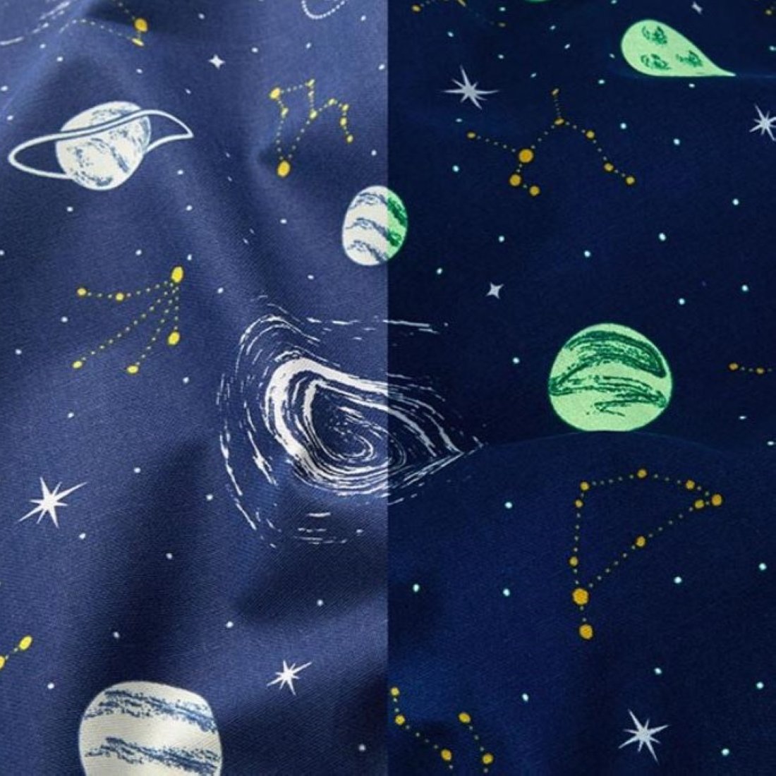 Toile semi panama phosphorescente imprimée voie lactée