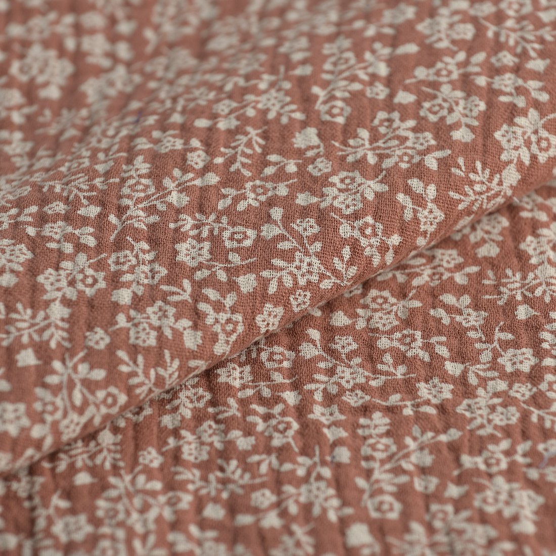 Tissu double gaze mini floral bicolore