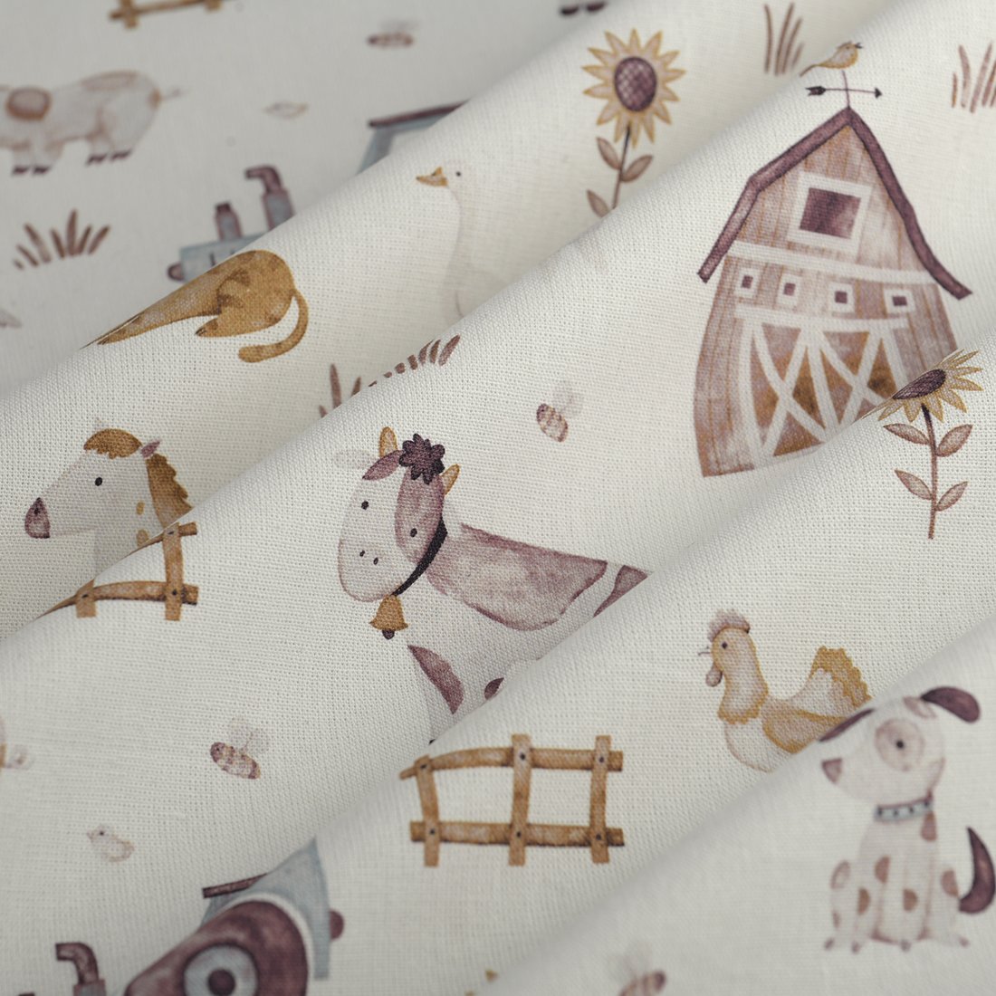 Tissu bachette the farm blanc - MT