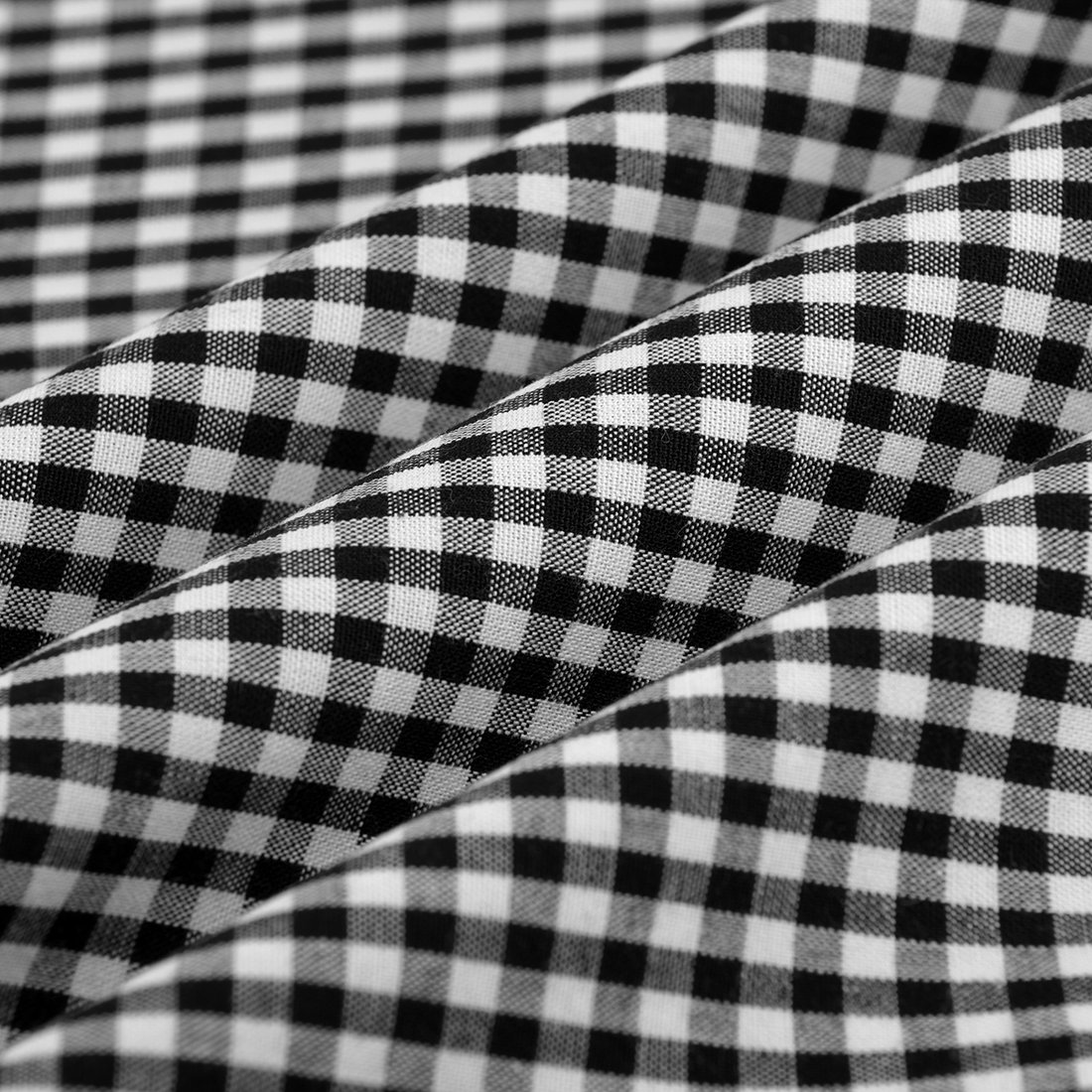 Tissu vichy carreaux moyen noir blanc