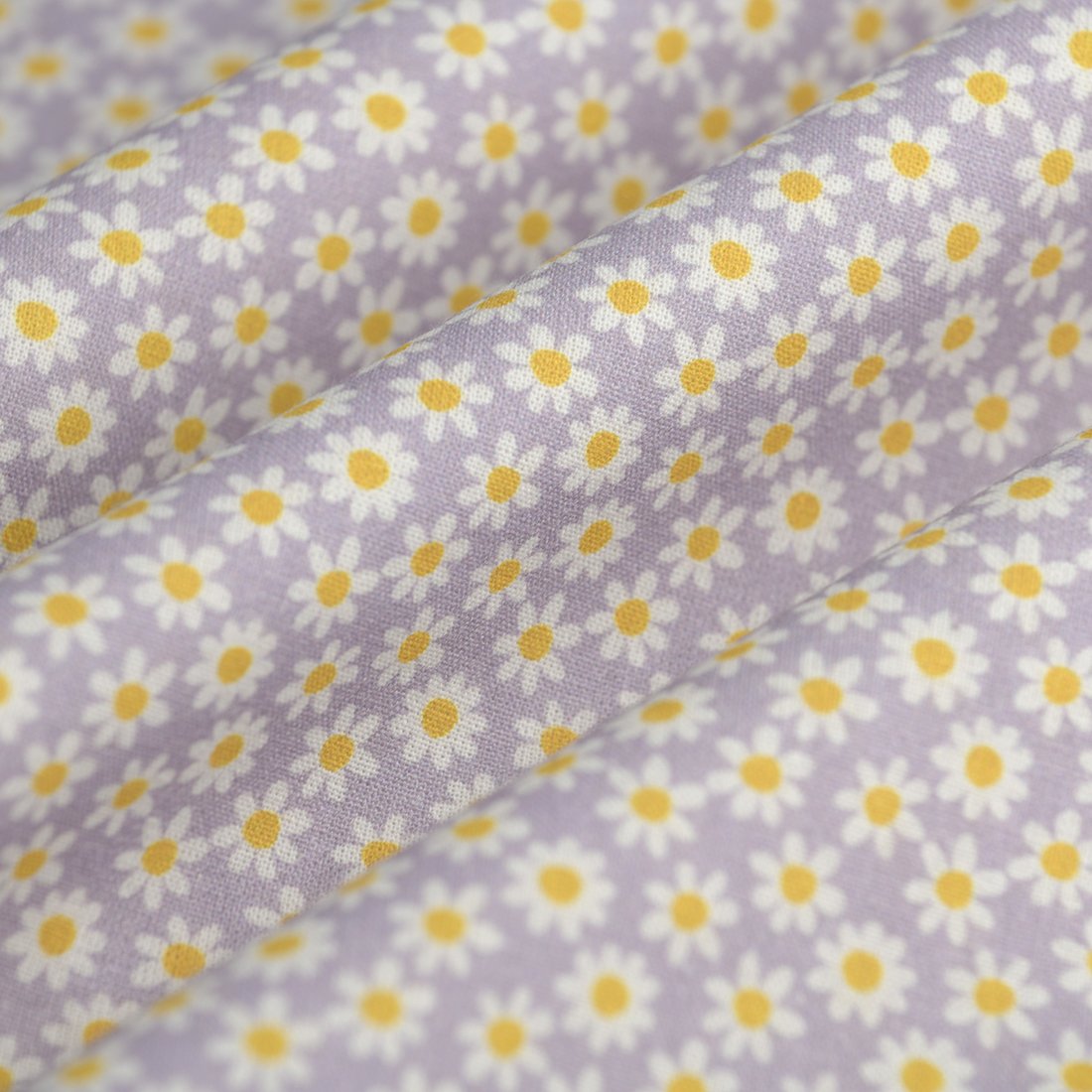 Tissu cretonne mini marguerite parme - MT