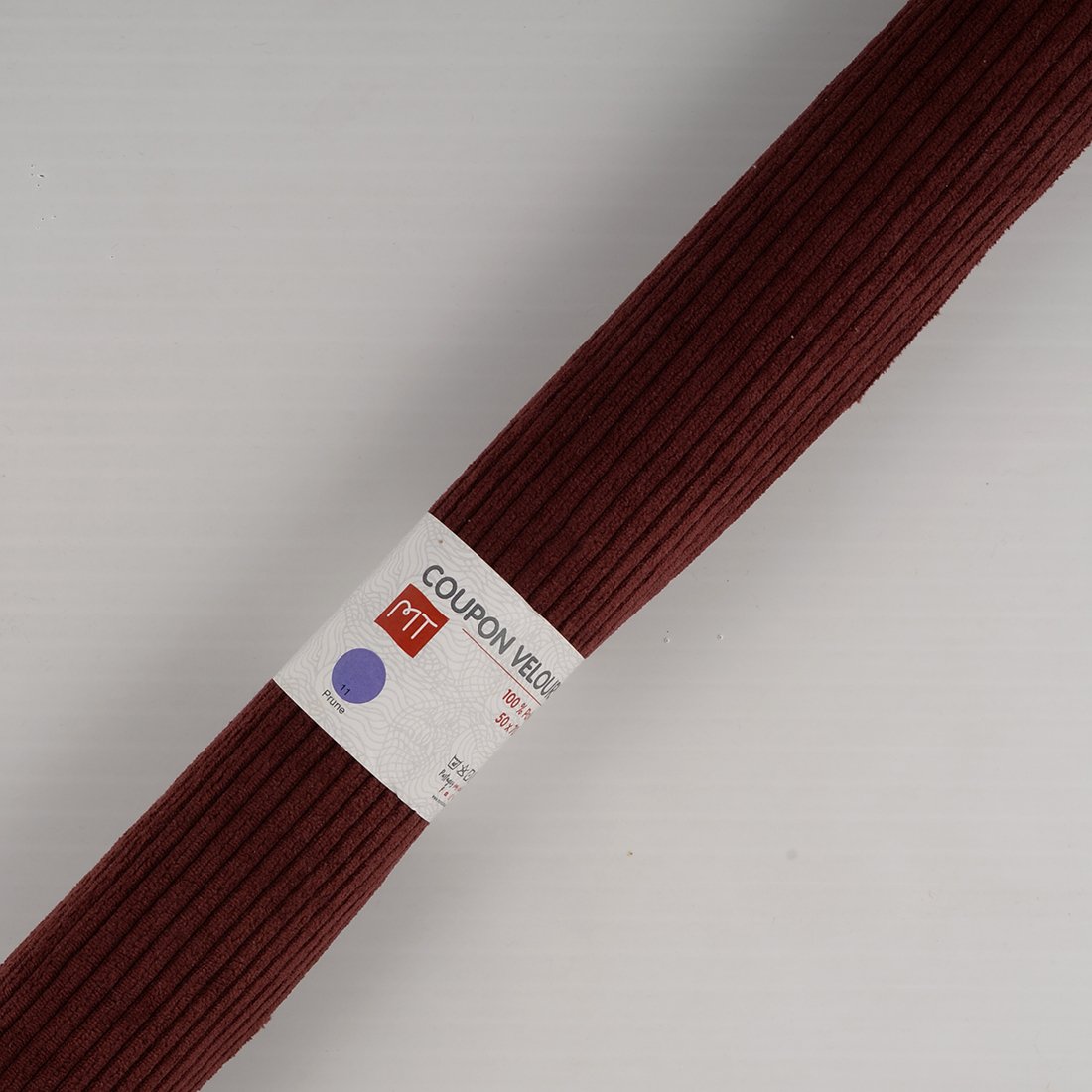 Coupon de tissu velours côtelé prune 50x70cm - MT