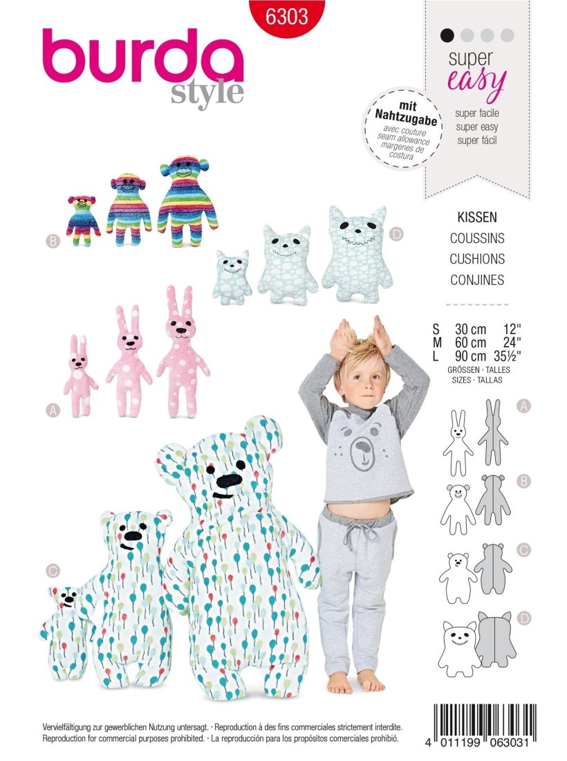 Patron Burda 6303 - Coussin pour enfants