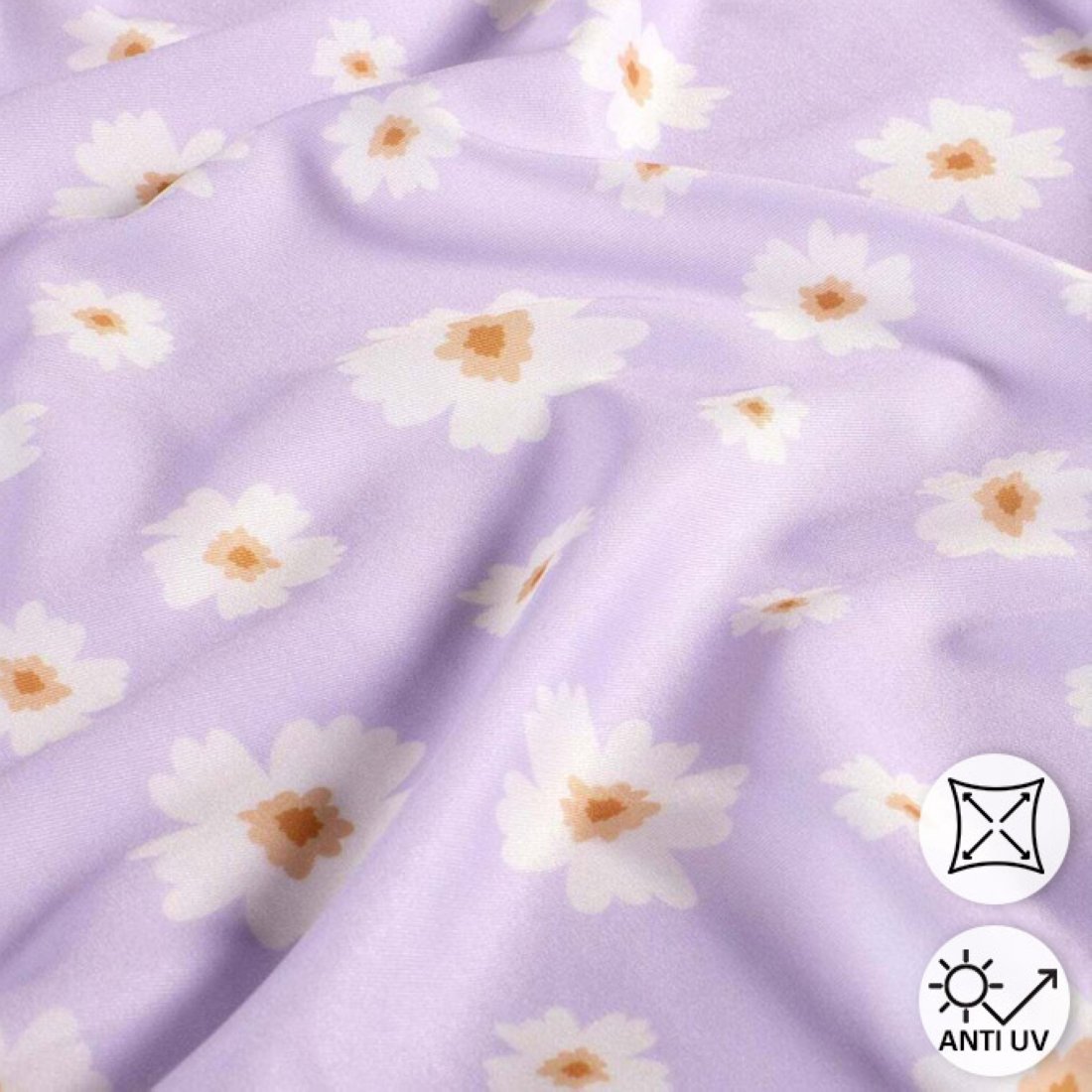 Tissu maillot de bain anti-uv recyclé marguerite
