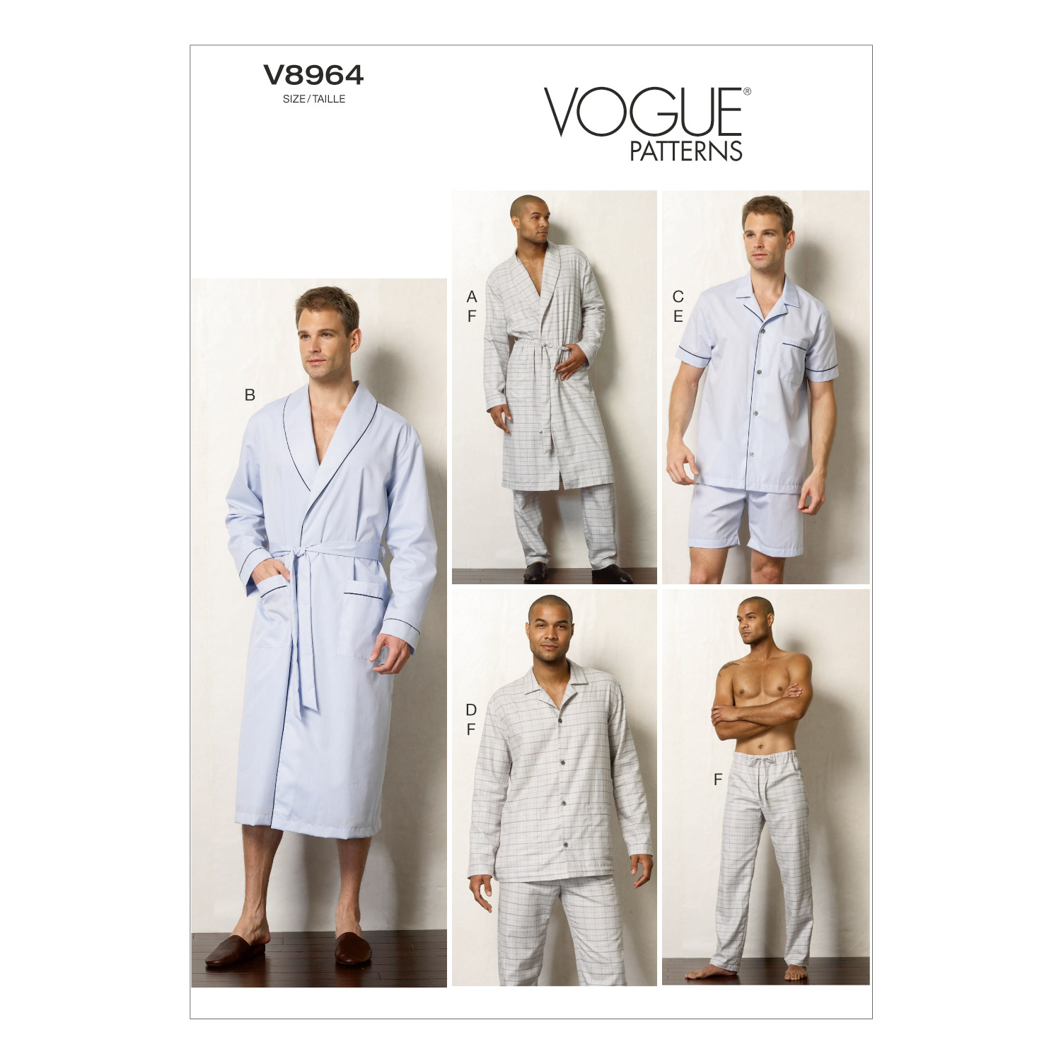 Patron Vogue 8964MUU ensemble pyjama homme - du du 34 à 40 - Vogue - Mondial Tissus