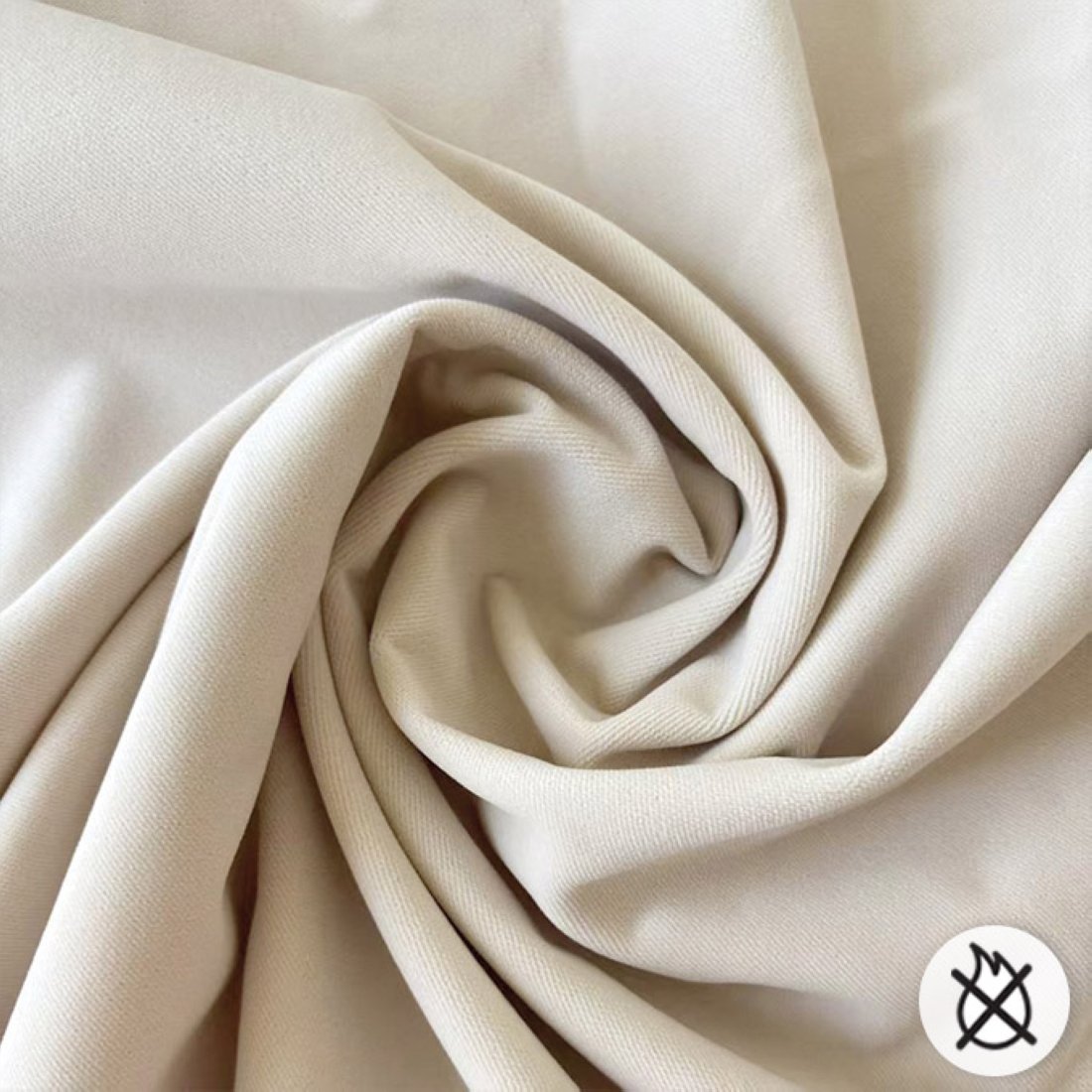 Tissu velours non feu uni écru