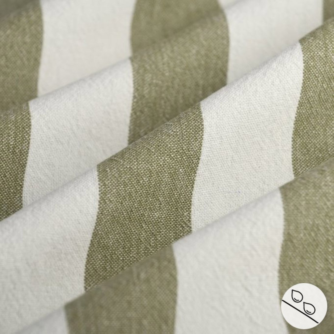 Tissu nappage déperlant rayures vertes - MT