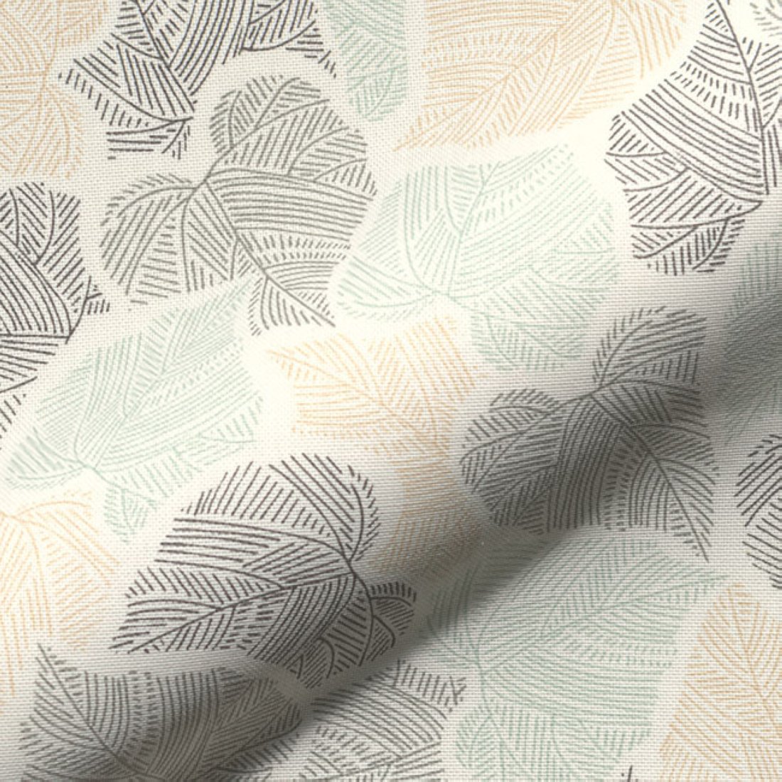 Tissu bachette imprimé feuillage délicat forme cœur