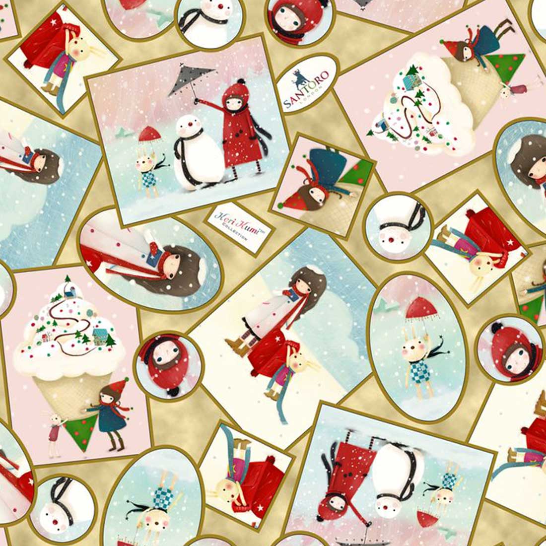 Tissu patchwork beige santoro