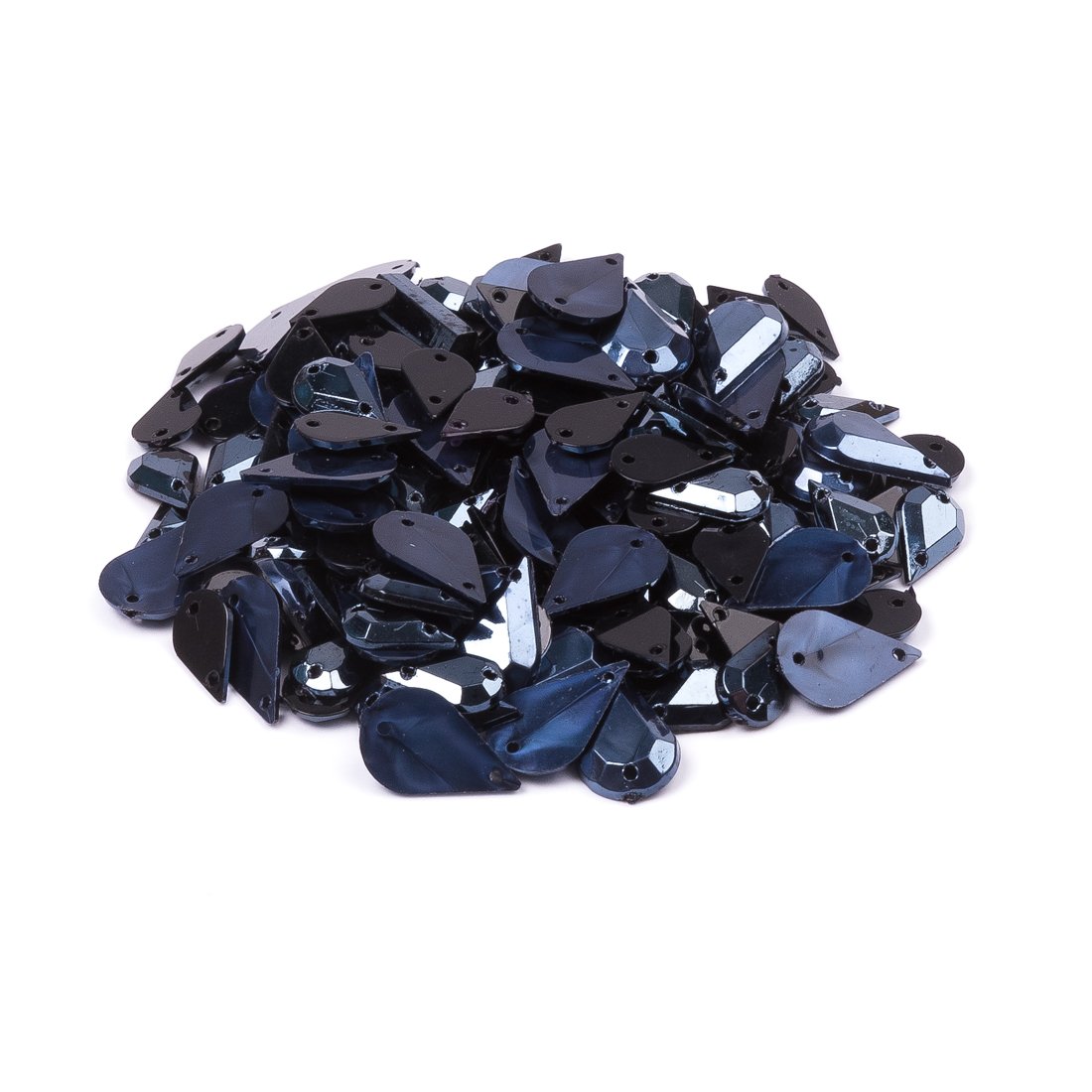 Sequin à coudre goutte noir 8x13mm et 6x10mm