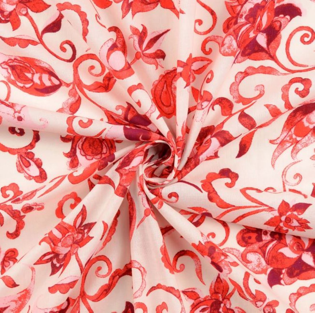 Tissu voile de coton imprimé fleur arabesque