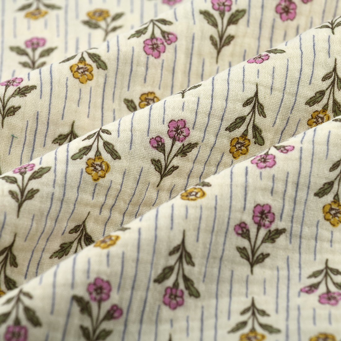 Tissu double gaze rayure indienne