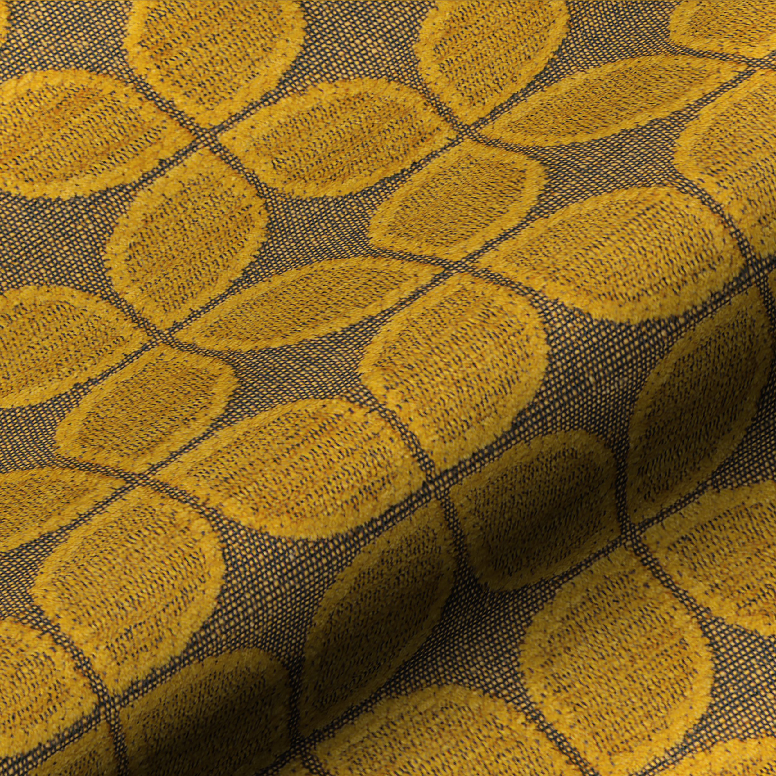 Tissu jacquard motifs trèfles rétro velours