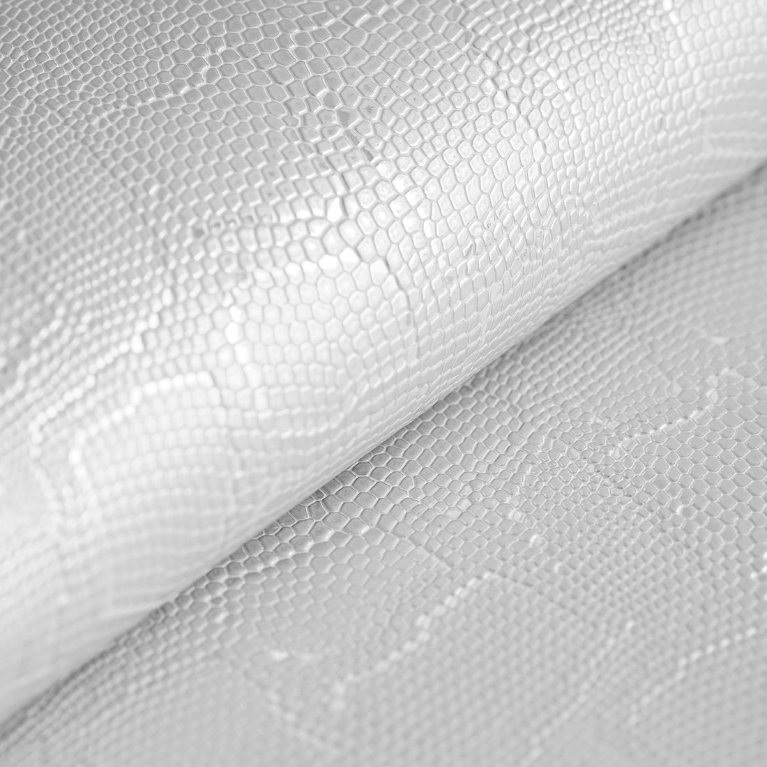 Tissu Simili cobra blanc argent - MT - Mondial Tissus