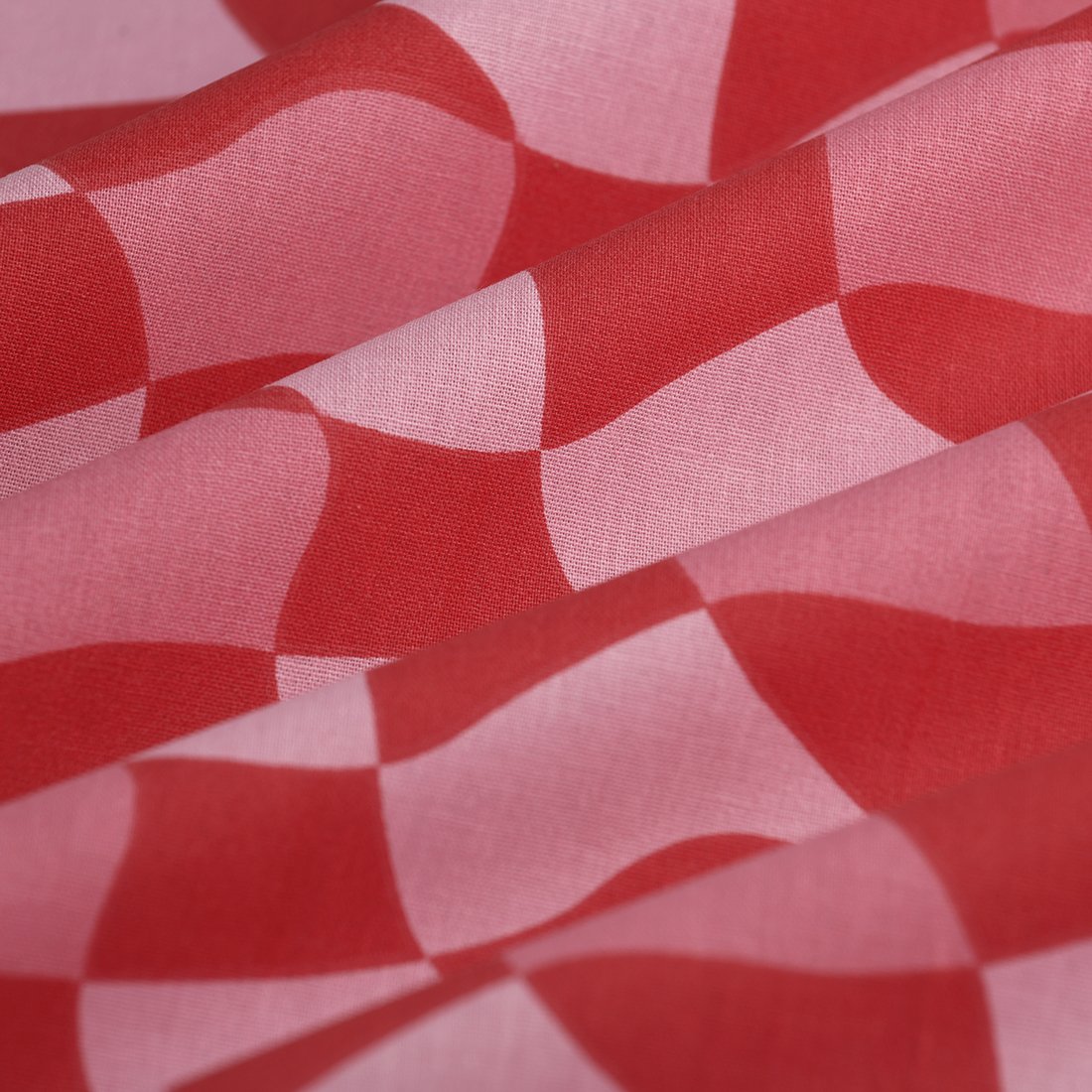 Tissu cretonne damier rouge rose - MT