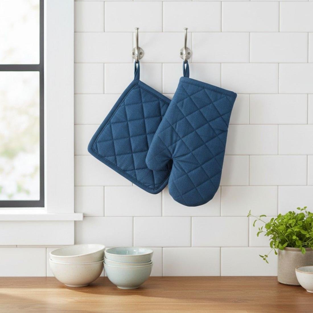 Gant et manique essentiel bleu - MT - Mondial Tissus