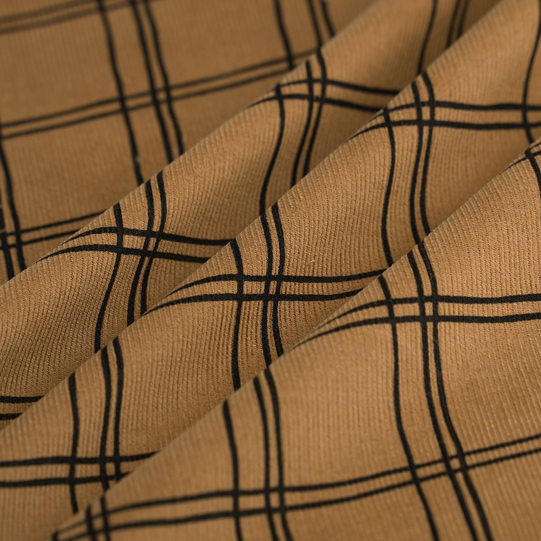 Tissu velours milleraies coton carreaux noir