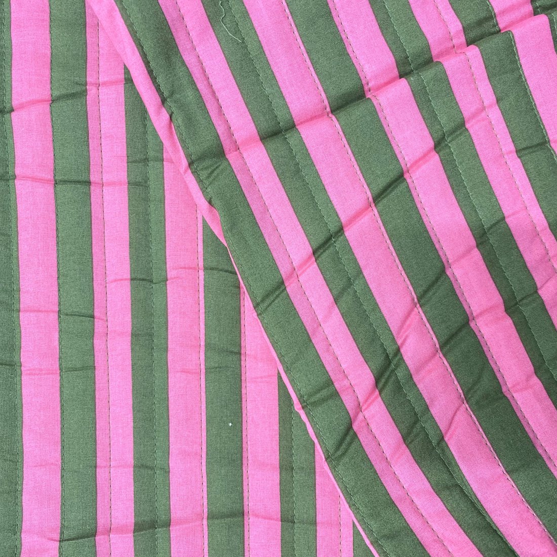 Coupon 2m matelassé rayures vert et rose - Promod Couture - Promod Couture