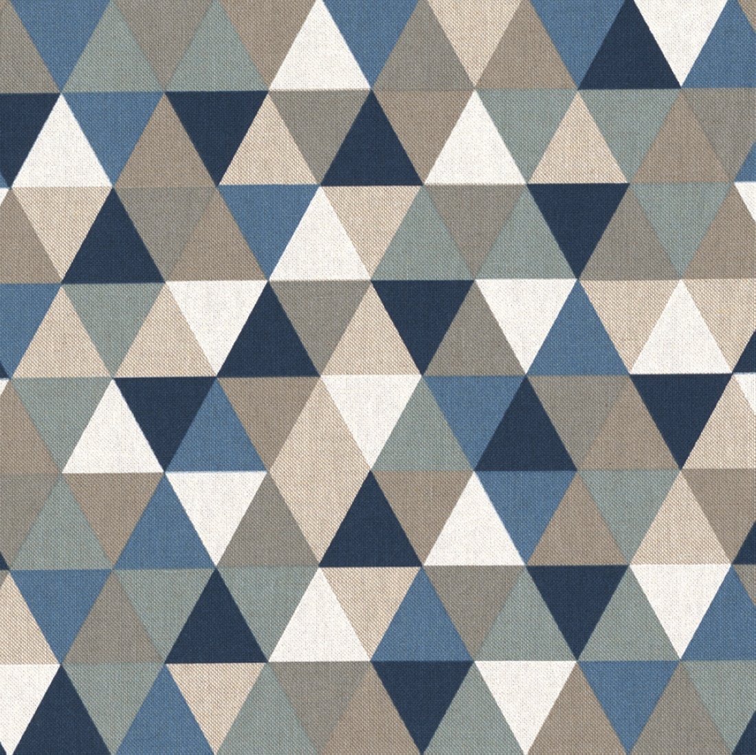 Tissu coton épais linenlook triangle bleu 140 cm