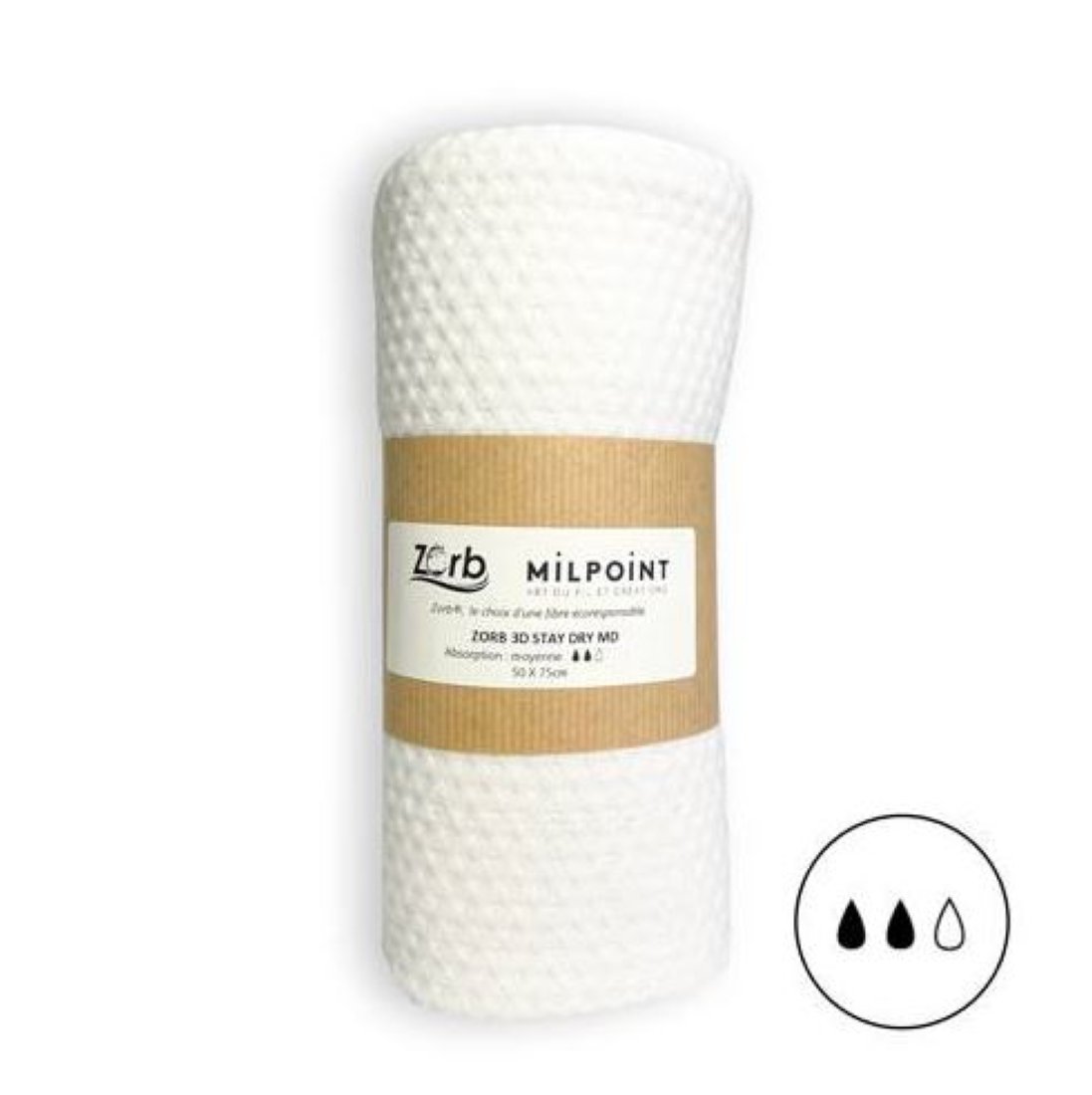 Coupon ZORB 3D staydry medium antimicrobien blanc 50 x 75 cm - Zorb