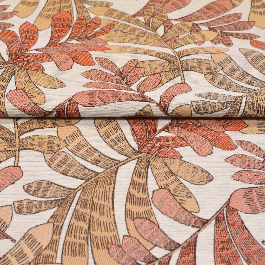 Tissu jacquard motif feuillage