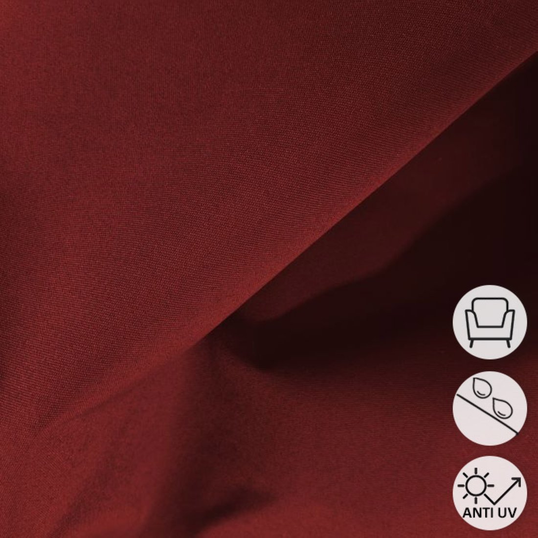 Toile unie Outdoor polyskin anti-uv et Teflon bordeaux 150 cm