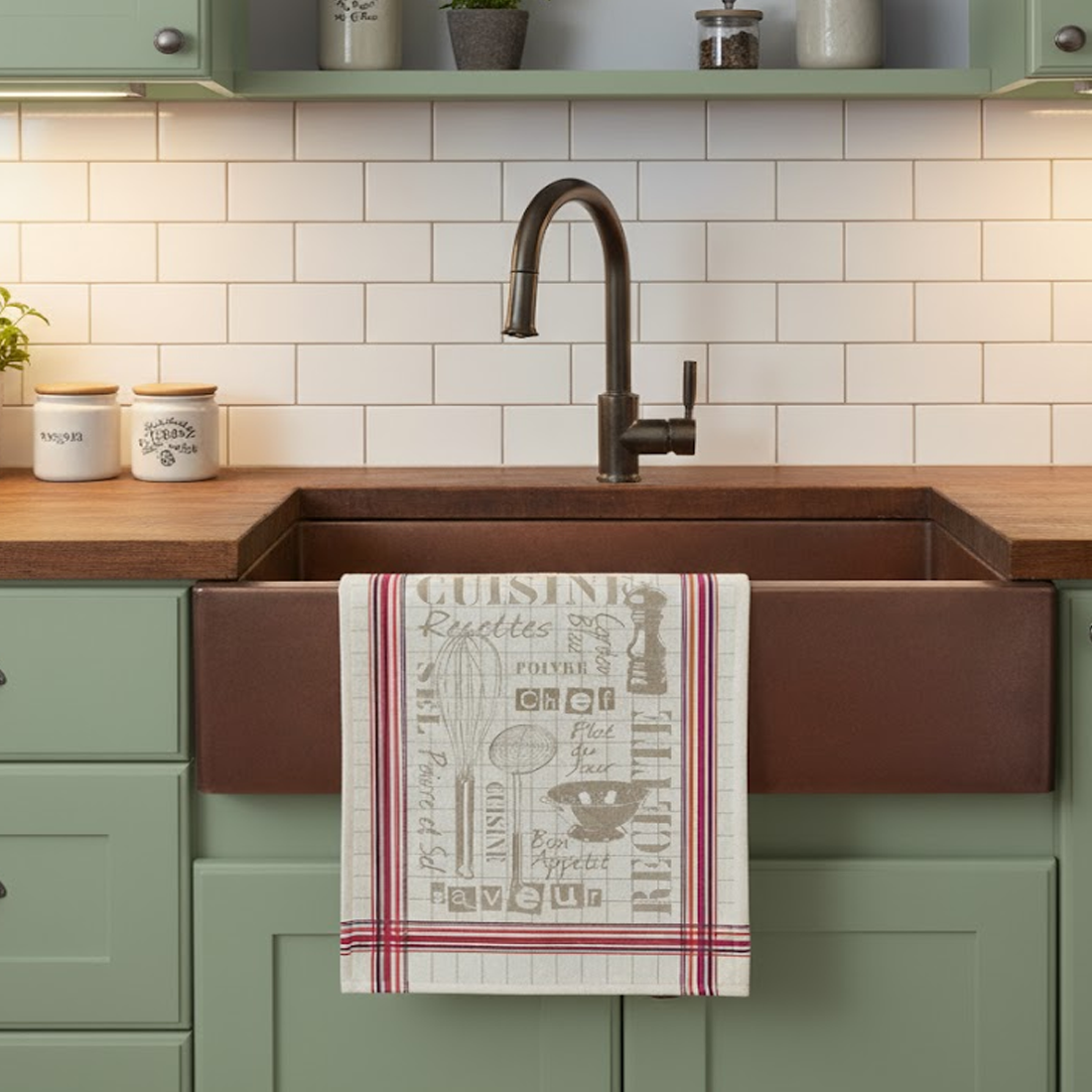 Torchon jacquard cuisine 50 x 70 cm bayonne