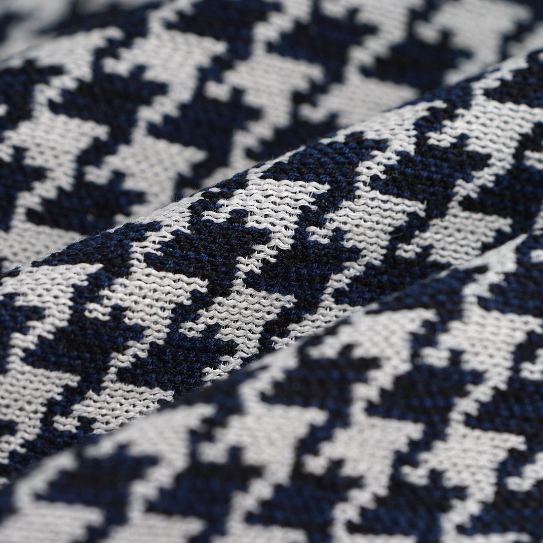 Tissu Jacquard pied de coq marine noir et écru - MT