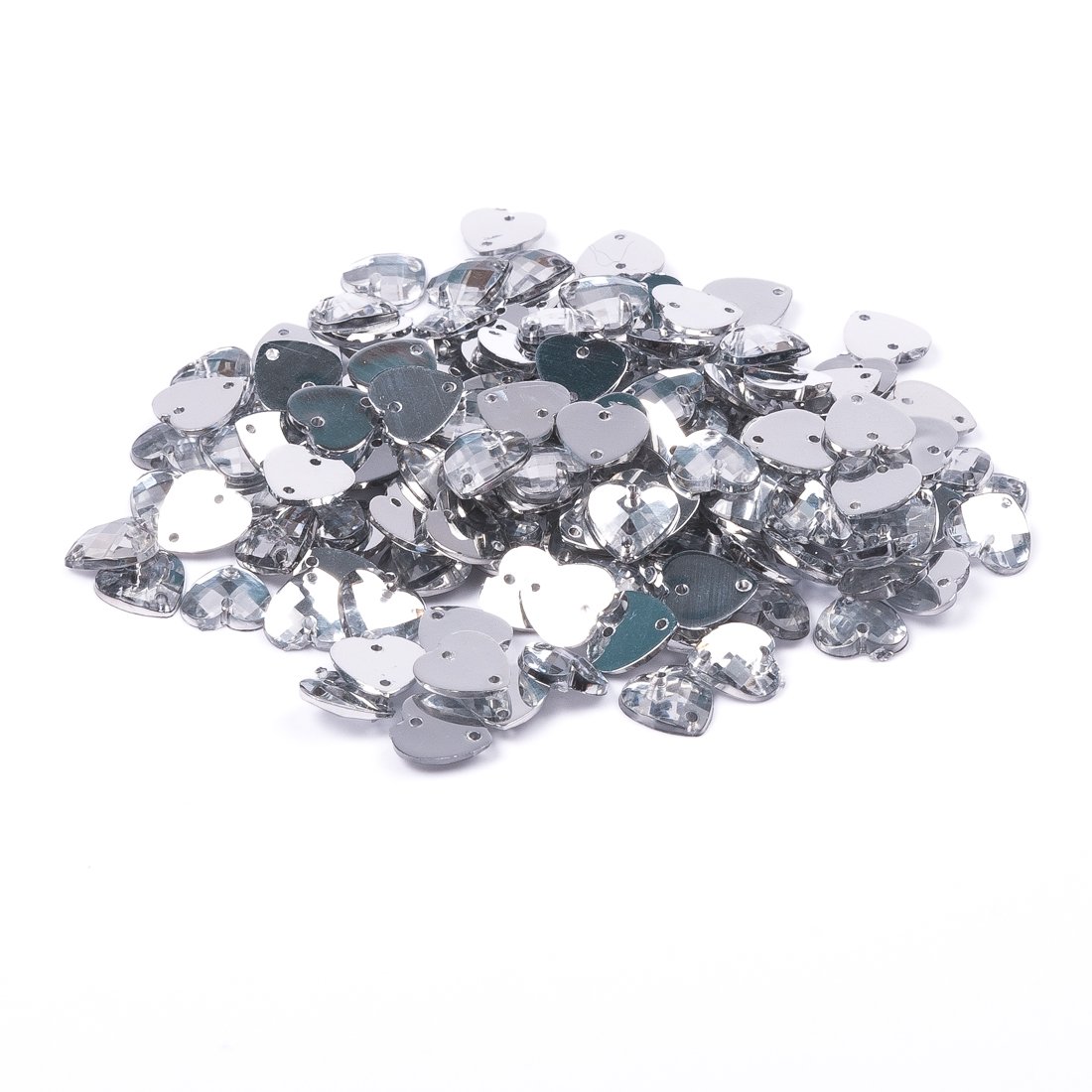 Sequin à coudre coeur coloris cristal 8x8mm