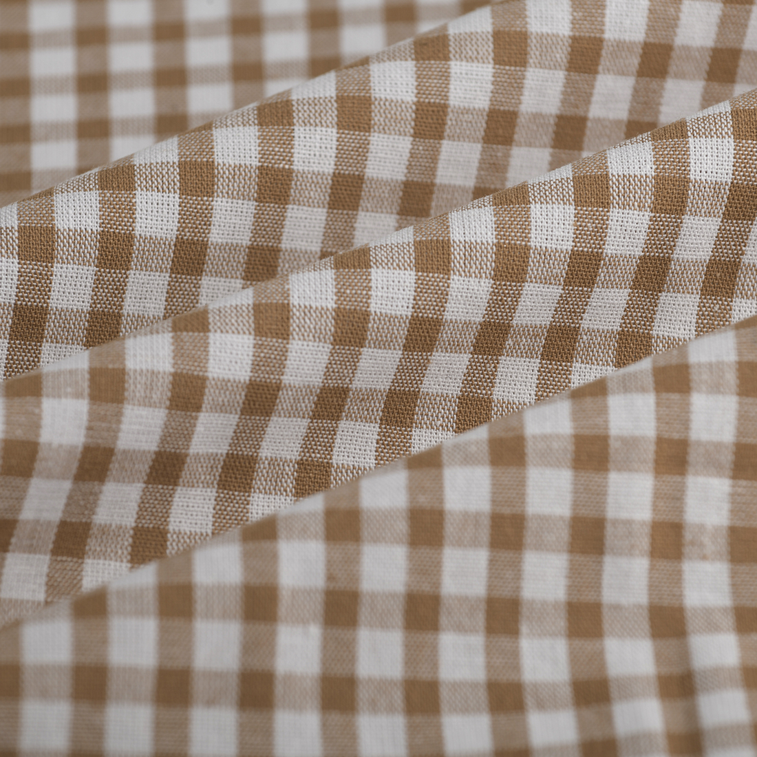 Tissu vichy marron écru