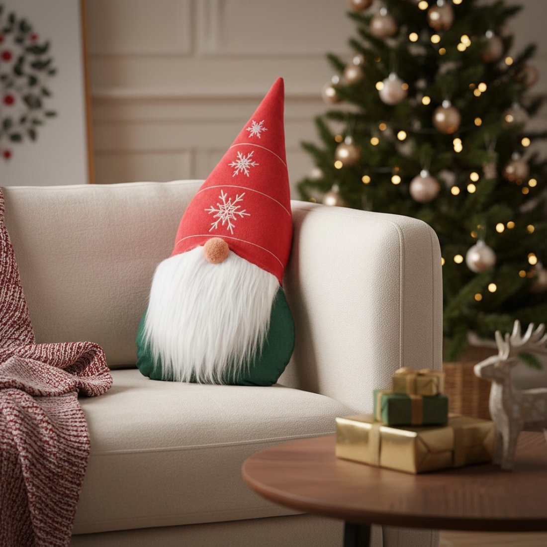 Coussin forme lutin de Noël 20x45 cm - MT
