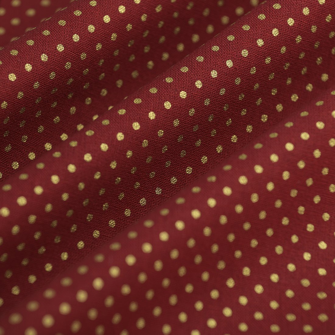 Tissu cretonne de Noël mini pois or rouge - MT