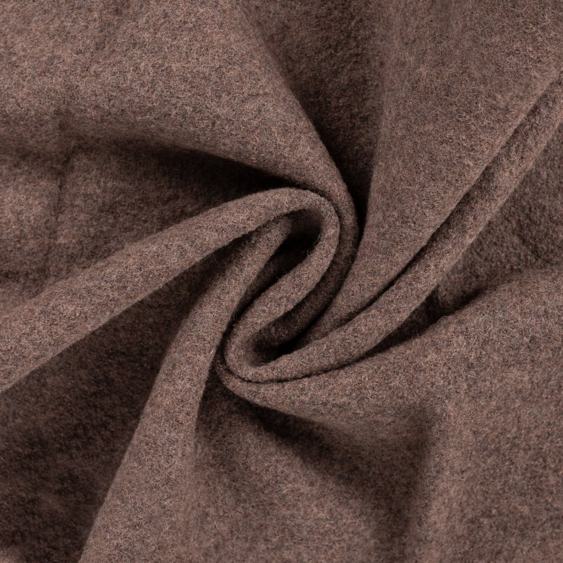 Tissu laine bouillie uni marron