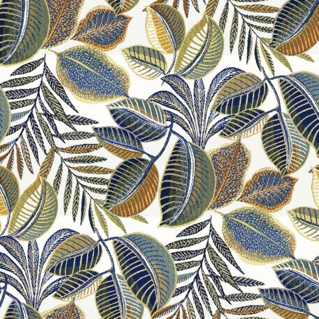 Tissu jacquard cacao feuillage