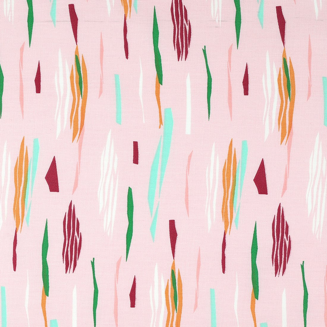 Tissu coton rose traits multicolores