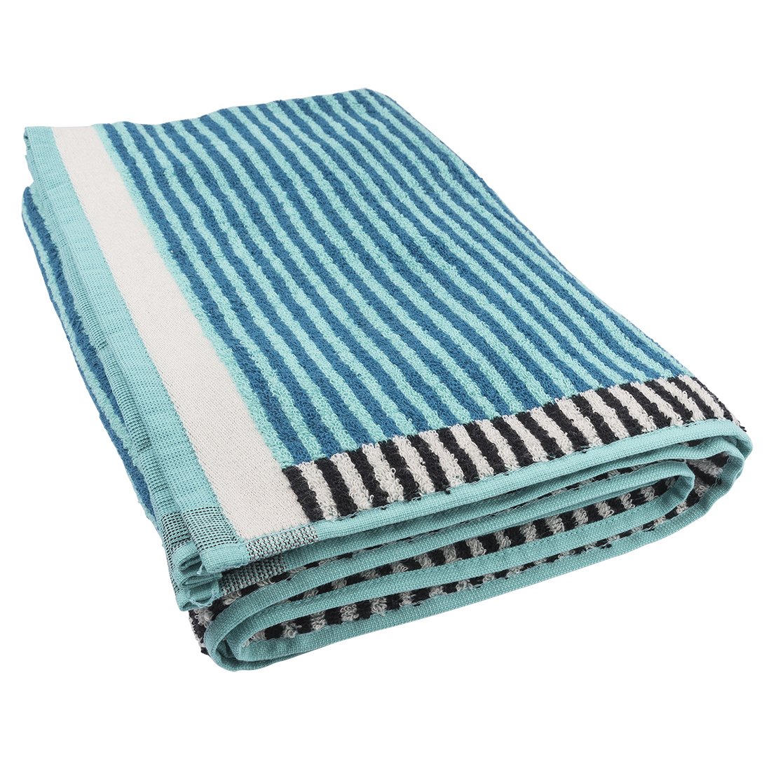 Drap de douche rayures bleues