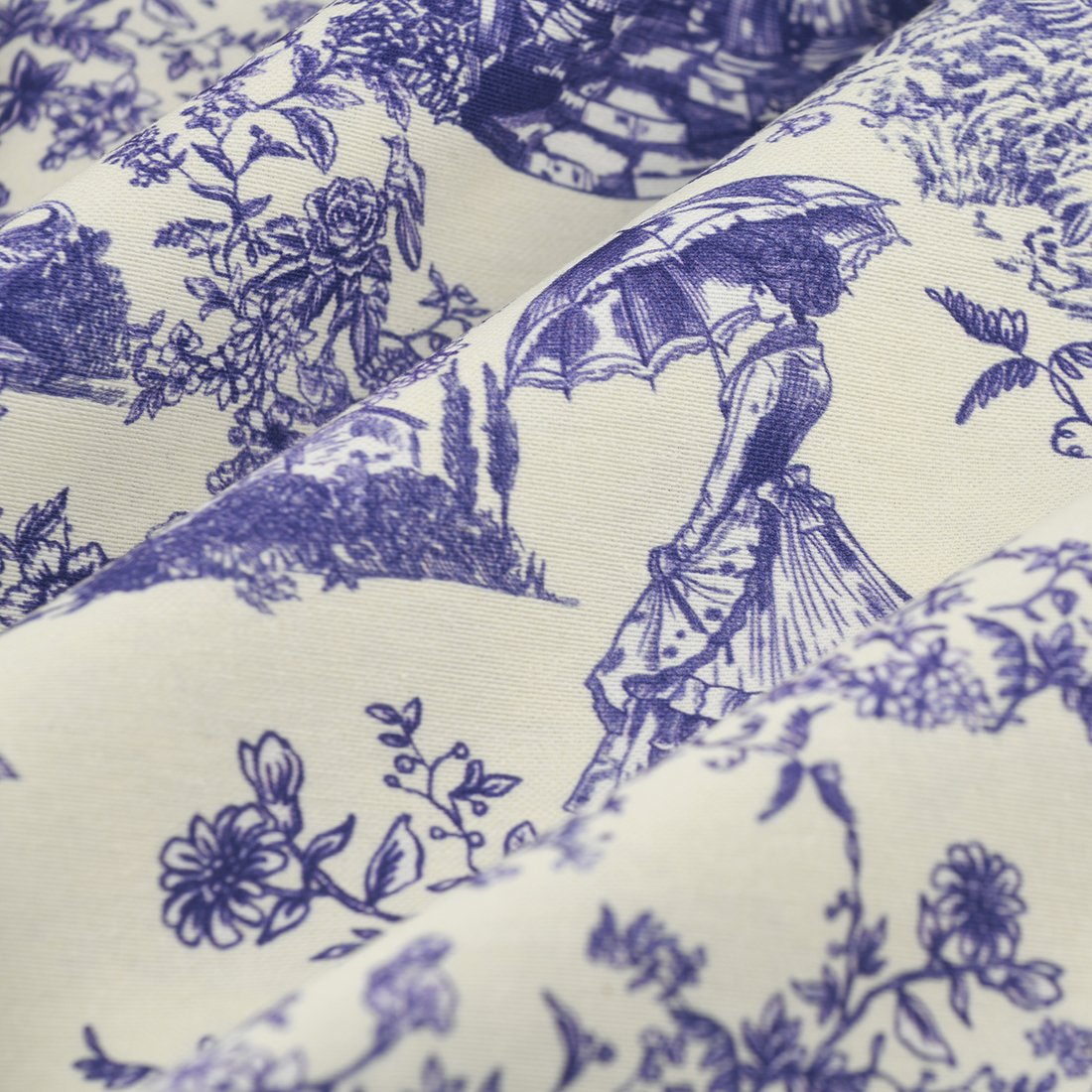 Tissu bachette scenette bleu - MT