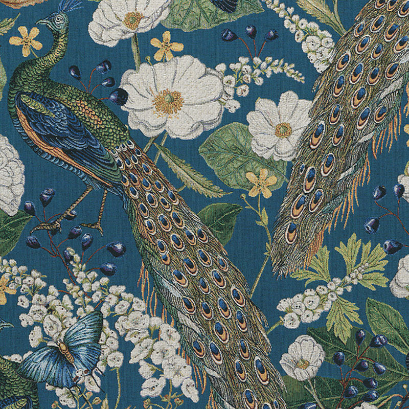 Tissu jacquard gobelin imprimé paons