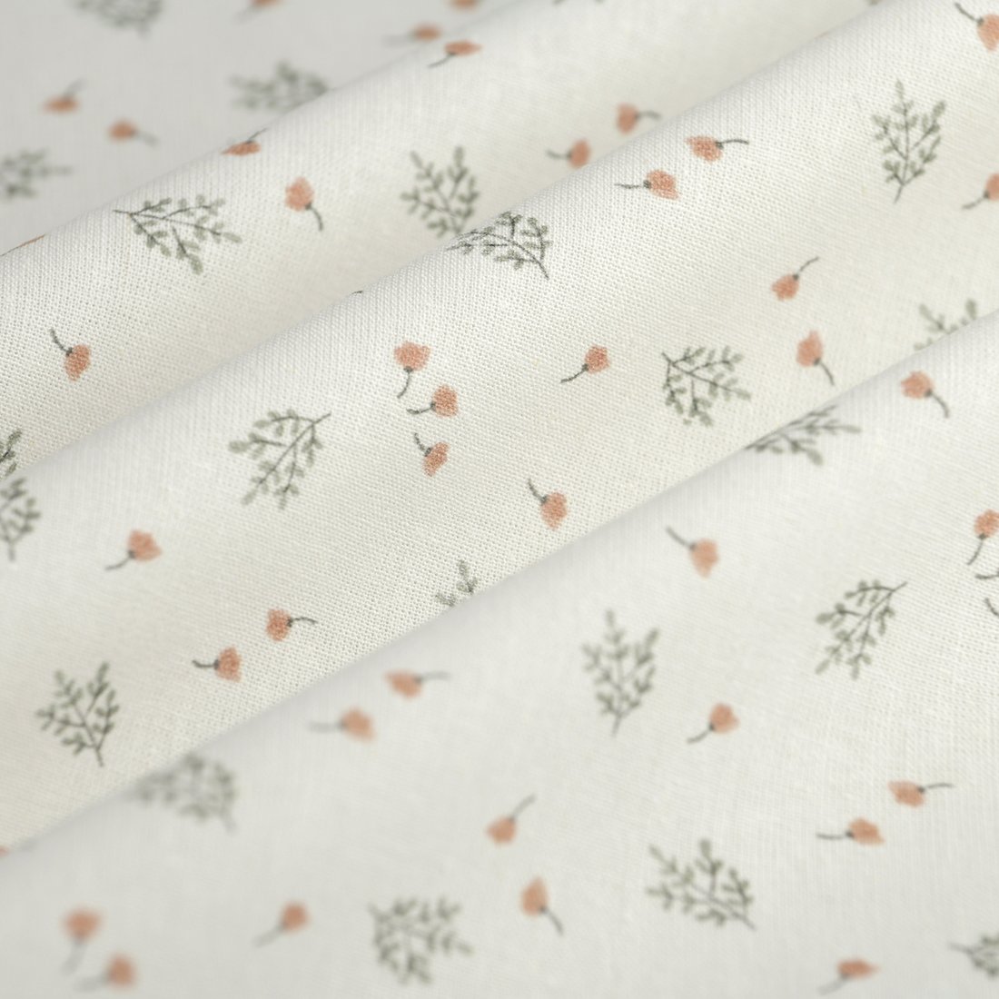 Tissu cretonne mini végétal coquelicot