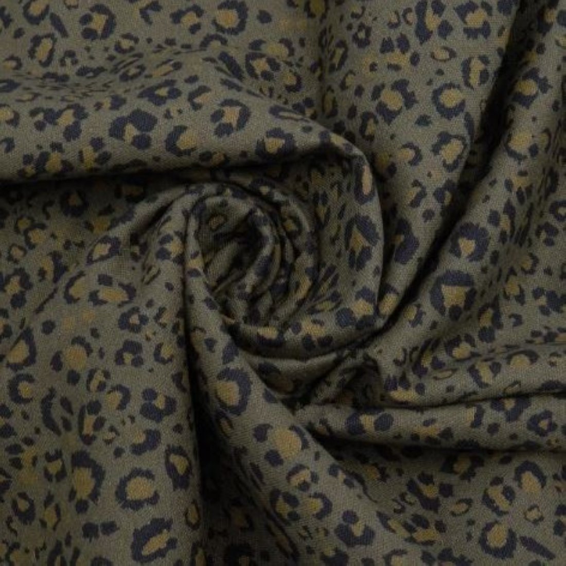 Coupon 3 mètres toile de coton imprimée léopard vert kaki - Promod Couture - Promod Couture - Mondial Tissus