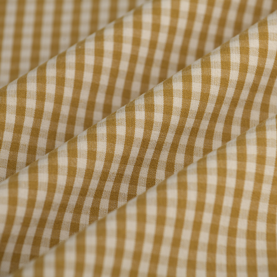 Tissu tissé teint mini vichy ocre - MT