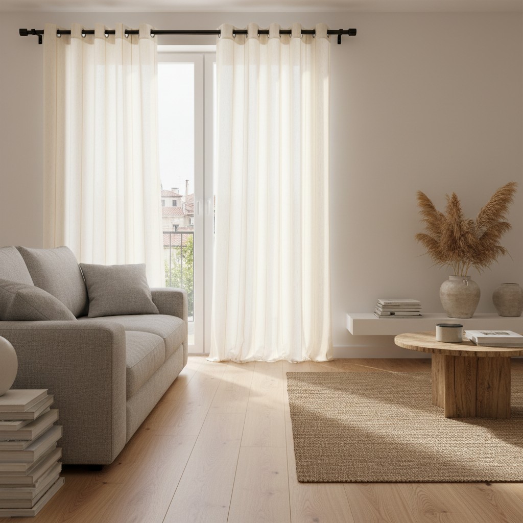 Voilage écru rayures taupe 140 X 240 MT - MT