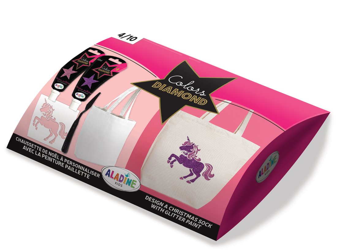 Set Tote Bag Licorne à personnaliser - Colors Diamond - Aladine - Mondial Tissus