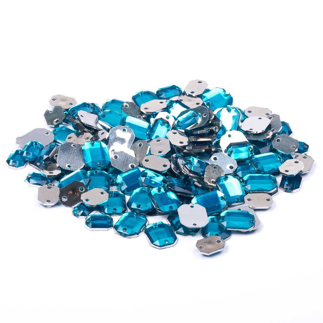 Sequin à coudre rectangle turquoise 6x8mm et 8x10mm