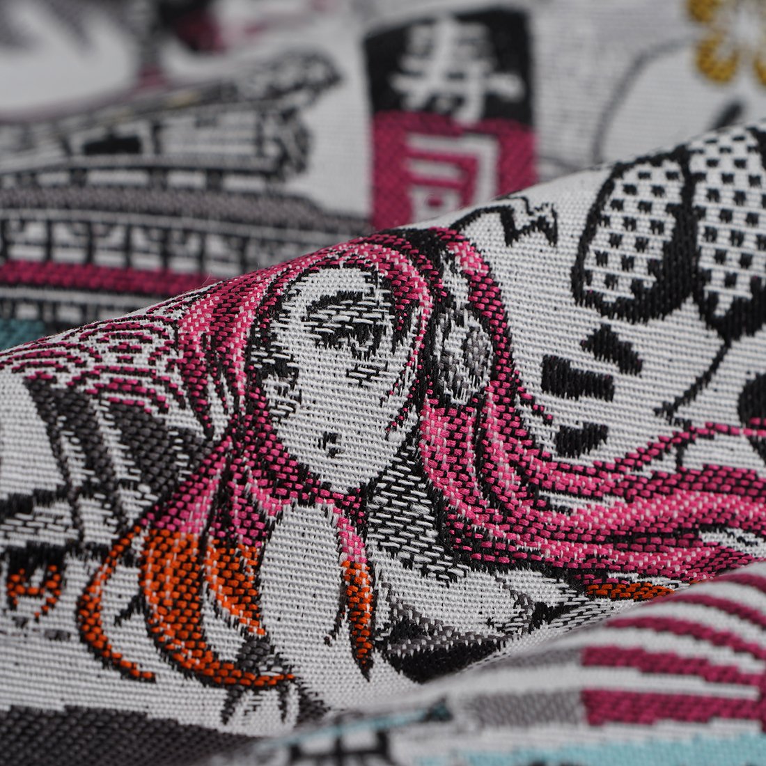 Tissu jacquard Manga rose - MT